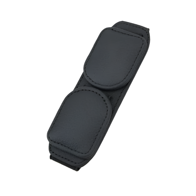 Elosung 2 Pcs Black Magnetic Leather Car Sunglasses Clip A Dual Use Multifunctional Card Holder Premium Cowhide Other Car Interior