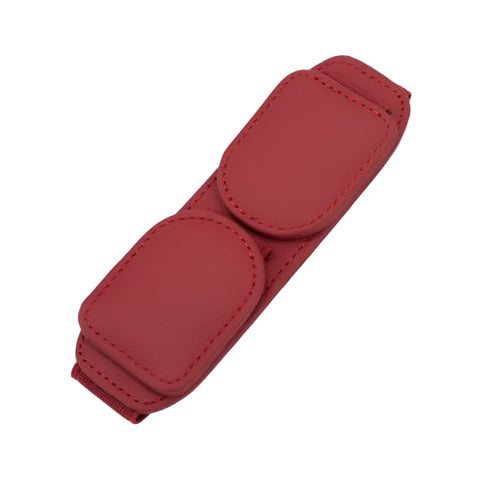 Elosung 2 Pcs Red Magnetic Leather Car Sunglasses Clip Dual Use Multifunctional Card Holder Premium Cowhide Other Car Interior