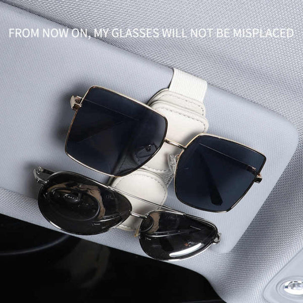 Elosung 2 Pcs Red Magnetic Leather Car Sunglasses Clip Dual Use Multifunctional Card Holder Premium Cowhide Other Car Interior