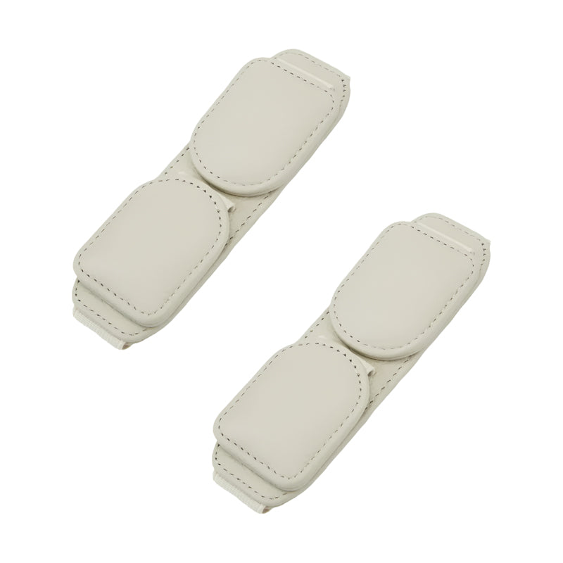 Elosung 2 Pcs Off White Magnetic Leather Car Sunglasses Clip Dual Use Multifunctional Card Holder Premium Cowhide Other Car Interior