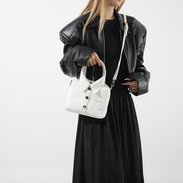 Elosung White Trendy Shirt Inspired Pu Shoulder Bag | Stylish Handbag With Unique Design Women's Bags & Handbags