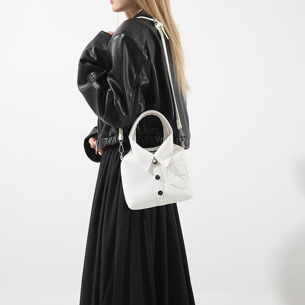 Elosung White Trendy Shirt Inspired Pu Shoulder Bag | Stylish Handbag With Unique Design Women's Bags & Handbags