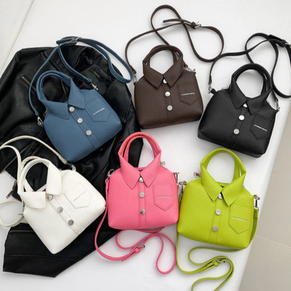 Elosung Black Trendy Shirt Inspired Pu Shoulder Bag | Stylish Handbag With Unique Design Women's Bags & Handbags