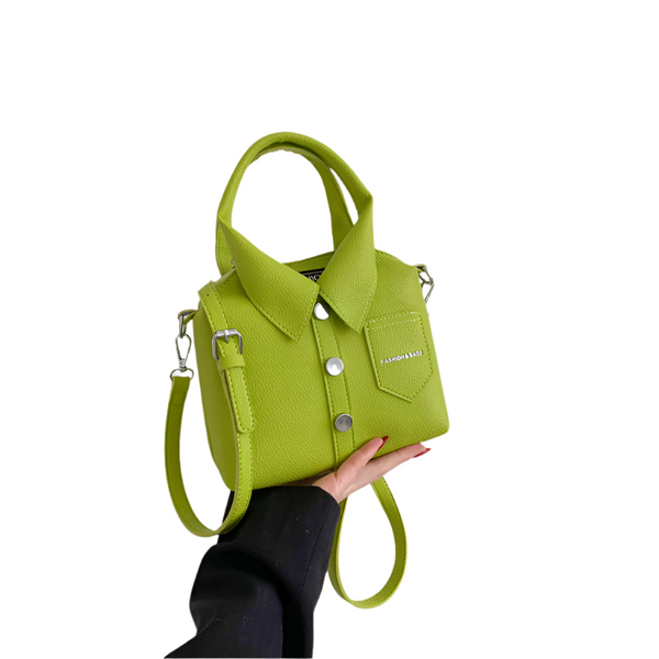 Green Trendy Shirt Inspired Pu Shoulder Bag Stylish Handbag With Unique Design Women's Bags & Handbags