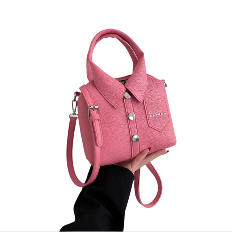 Elosung Pink Trendy Shirt Inspired Pu Shoulder Bag | Stylish Handbag With Unique Design Women's Bags & Handbags