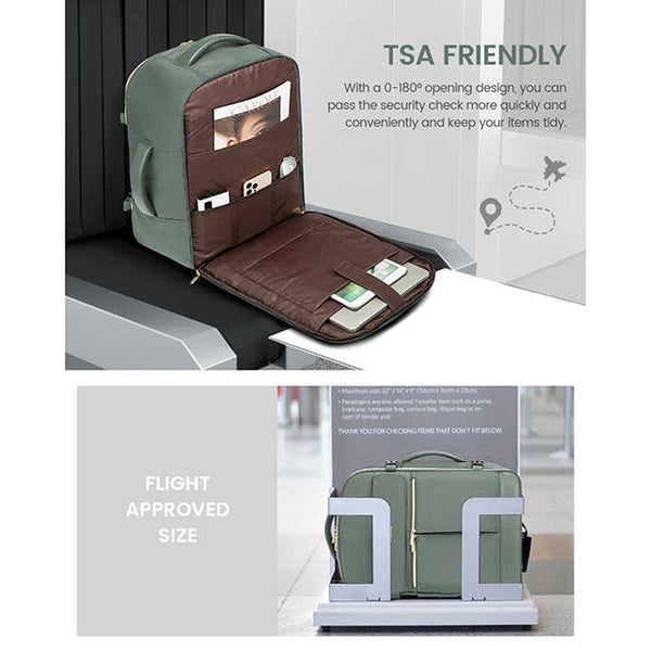 Elosung Black 40L Large Capacity Travel Business Backpack With Expandable Compartments Including 2 Toiletry Shoe Durable Oxford Fabric Bags