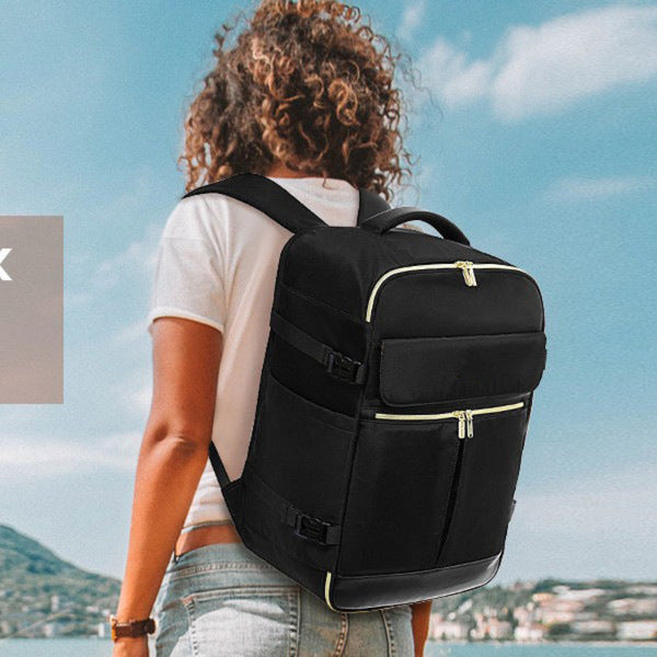 Elosung Black 40L Large Capacity Travel Business Backpack With Expandable Compartments Including 2 Toiletry Shoe Durable Oxford Fabric Bags