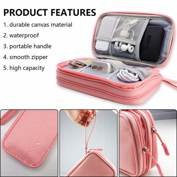 Elosung Pink Portable Digital Organizer Bag Multifunctional Storage For Power Banks Cables And Accessories(Photography Props Not Included) Other Mobil