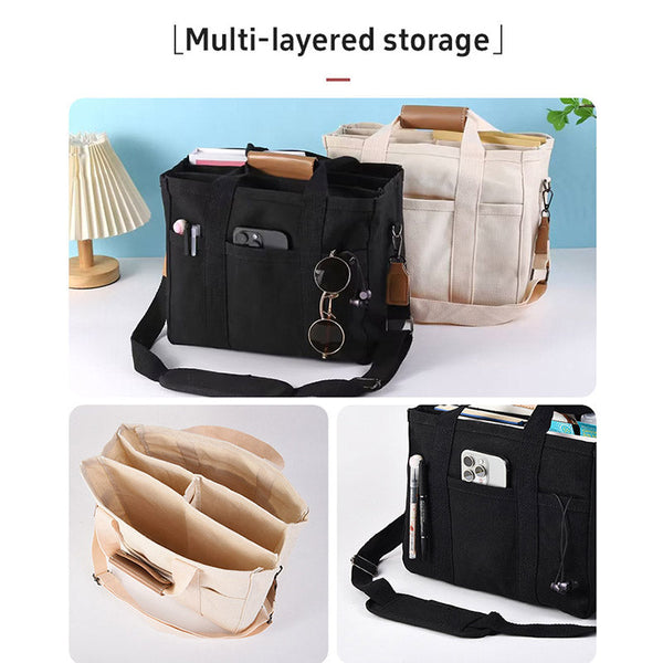 Elosung White Large Capacity Multi Compartment Tote Bag Stylish And Versatile For Women Ideal Organizing Essentials As Mommy Bag(Photography Props Not