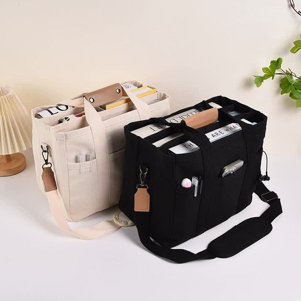 Elosung White Large Capacity Multi Compartment Tote Bag Stylish And Versatile For Women Ideal Organizing Essentials As Mommy Bag(Photography Props Not
