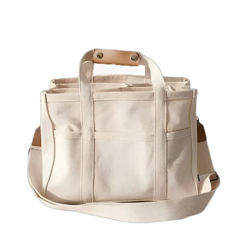 Elosung White Large Capacity Multi Compartment Tote Bag Stylish And Versatile For Women Ideal Organizing Essentials As Mommy Bag(Photography Props Not