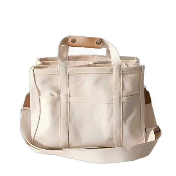 Elosung White Large Capacity Multi Compartment Tote Bag Stylish And Versatile For Women Ideal Organizing Essentials As Mommy Bag(Photography Props Not