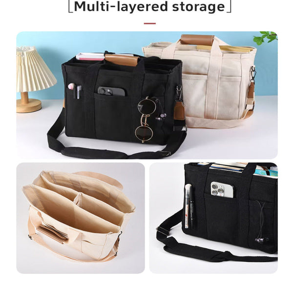 Elosung Black Large Capacity Multi Compartment Tote Bag Stylish And Versatile For Women Ideal Organizing Essentials As Mommy Bag(Photography Props Not