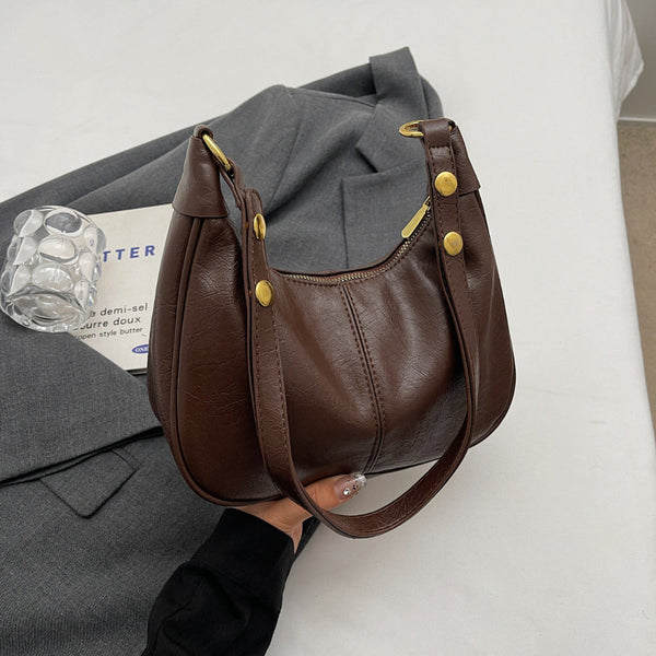 Elosung Brown Pu Leather Shoulder Bag Handbag For Women Women's Bags & Handbags