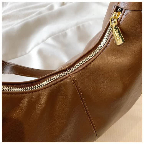 Elosung Brown Pu Leather Shoulder Bag Handbag For Women Women's Bags & Handbags