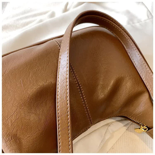 Elosung Brown Pu Leather Shoulder Bag Handbag For Women Women's Bags & Handbags