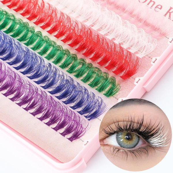 Elosung 600 Eyelashes Set Diy Lash Clusters Kit High Capacity 4 Styles With Black And Colorful Lashes Eyelash Tools