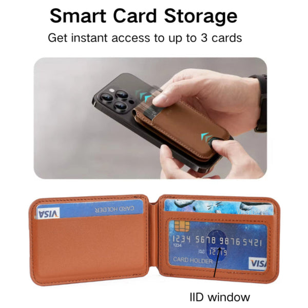 Elosung Brown Magsafe Magnetic Wallet Stand Pu Leather Card Holder Iphone Cases Covers & Skins