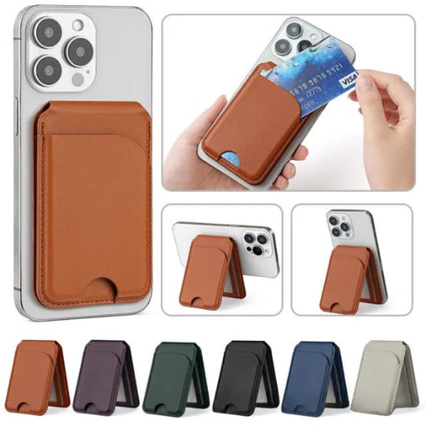 Elosung Brown Magsafe Magnetic Wallet Stand Pu Leather Card Holder Iphone Cases Covers & Skins