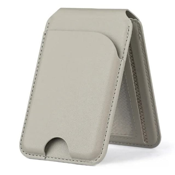 Light Grey Magsafe Magnetic Wallet With Stand Pu Leather Card Holder For Iphone Cases Covers & Skins