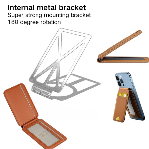 Light Grey Magsafe Magnetic Wallet With Stand Pu Leather Card Holder For Iphone Cases Covers & Skins