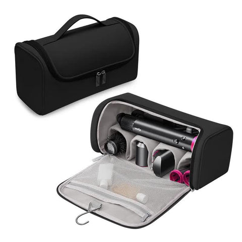 Black Pu Storage Bag For Hair Curlers Dryers And Styling Tools(Hair Etc. Are Shooting Props Not Included The Product) Storage Bags