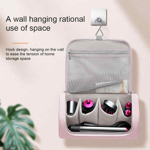 Elosung Pink Pu Storage Bag For Hair Curlers Dryers And Styling Tools(Hair Etc. Are Shooting Props Not Included The Product) Storage Bags