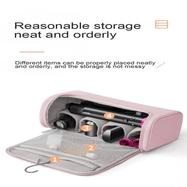 Elosung Pink Pu Storage Bag For Hair Curlers Dryers And Styling Tools(Hair Etc. Are Shooting Props Not Included The Product) Storage Bags
