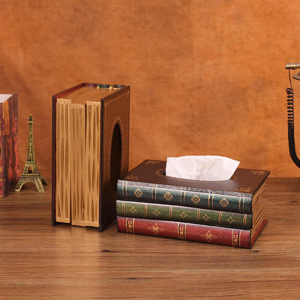 Elosung 1 Sets Of Tissue Box Creative Book Shaped Holder For Restaurant Tissue Box Covers