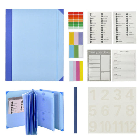 Elosung Blue Accordion File Binder With 12 Envelopes Durable Document Organizer Id & Document Holders