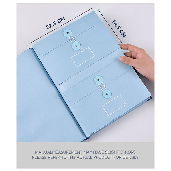 Elosung Thick Version Blue Accordion File Binder With 12 Envelopes Durable Document Organizer Personal Organisers