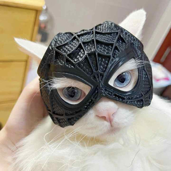 Elosung Size M Black And Red Stitching Diy 3D Printed Spider Man Cat Mask Mini Decorative Half Face For Pets Dog Clothing & Shoes