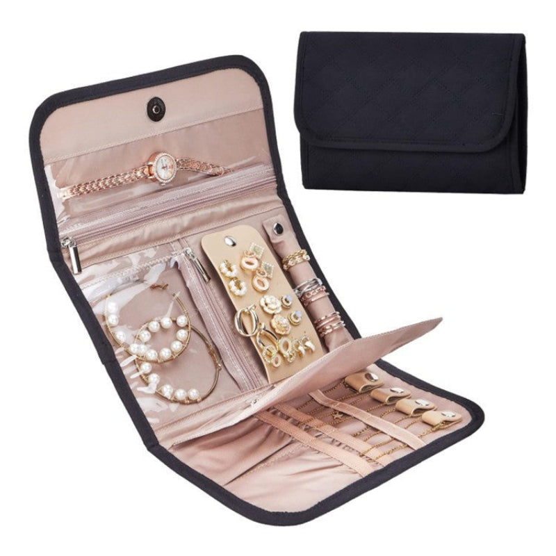 Veile Studios Portable Travel Jewelry Organiser Roll Foldable Storage Pouch Jewellery Holders & Organisers