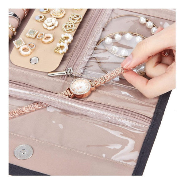 Veile Studios Portable Travel Jewelry Organiser Roll Foldable Storage Pouch Jewellery Holders & Organisers