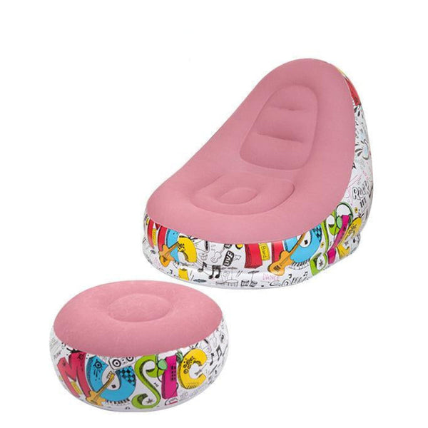 Elosung Pink Graffiti Portable Inflatable Sofa Chair With Waterproof Flocked Lazy For Camping And Home Use Sofas Armchairs & Couches
