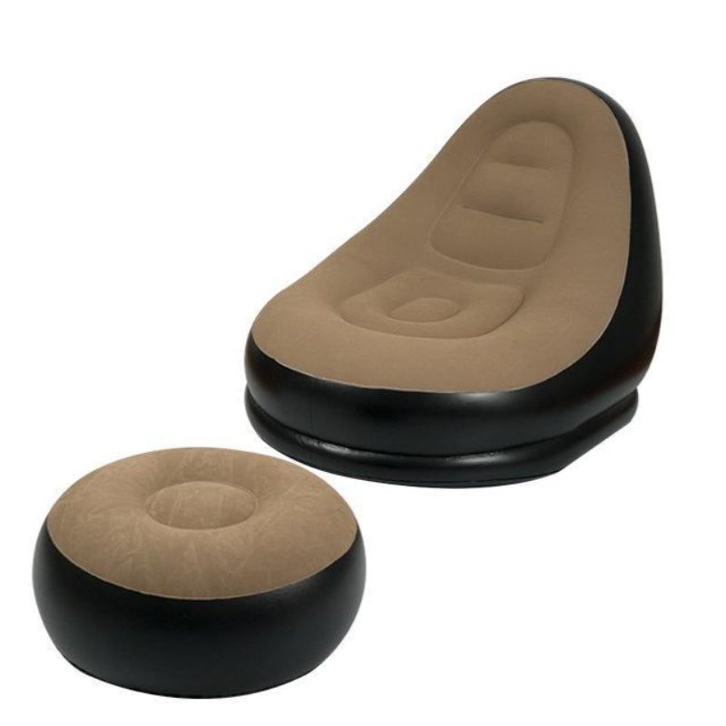 Elosung Coffee And Black Patchwork Portable Inflatable Sofa Chair With Waterproof Flocked Lazy For Camping Home Use Sofas Armchairs & Couches