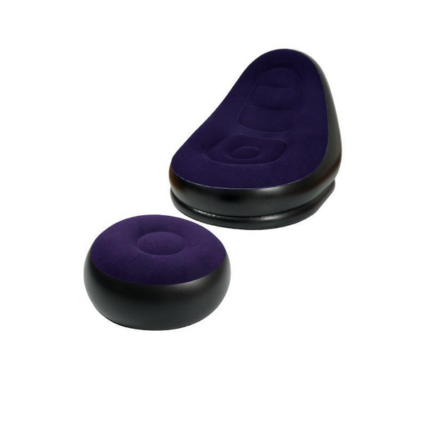 Elosung Purple And Black Patchwork Portable Inflatable Sofa Chair With Waterproof Flocked Lazy For Camping Home Use Camping Chairs