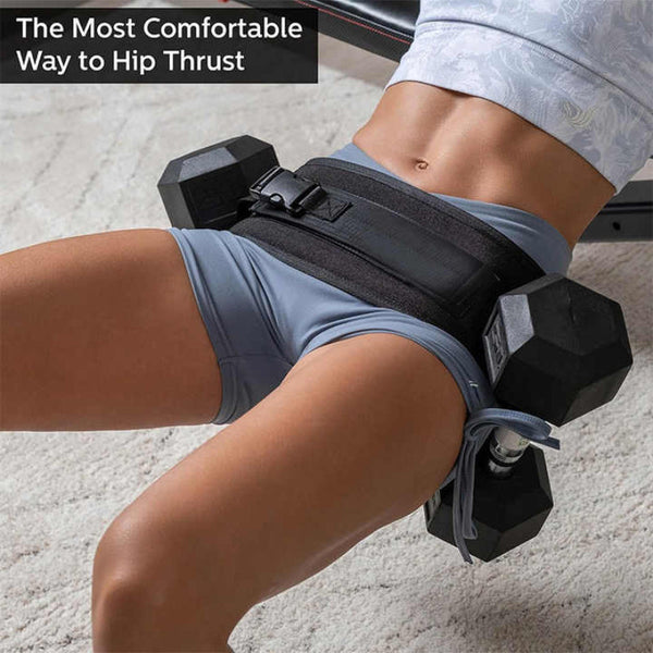 Black Hip Thrust And Glute Training Belt Weightlifting Support Strap(Dumbbells Not Included) Belts