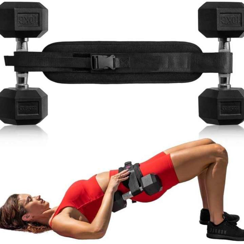 Black Hip Thrust And Glute Training Belt Weightlifting Support Strap(Dumbbells Not Included) Belts