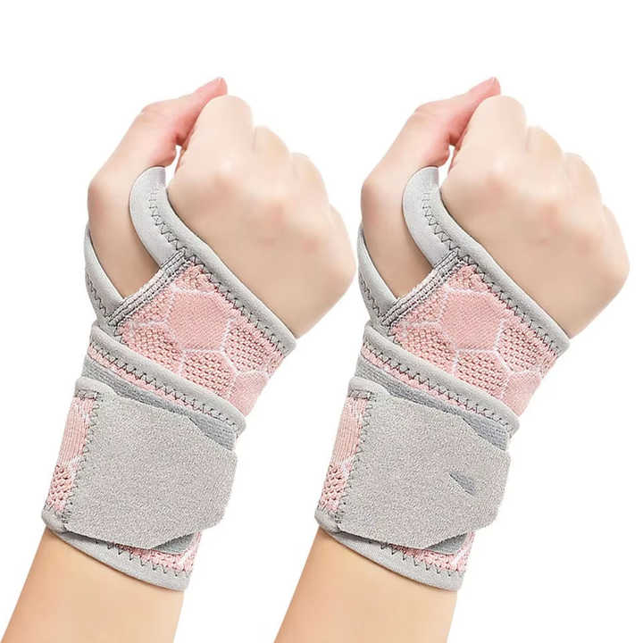 Elosung 2 Pairs Pink Breathable Sports Wrist Support Wrap Fitness Gym Wristband For Badminton & Injury Prevention Wrist & Knee Wraps