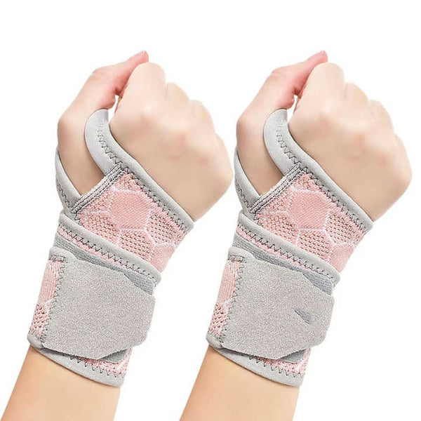 Elosung 2 Pairs Pink Breathable Sports Wrist Support Wrap Fitness Gym Wristband For Badminton & Injury Prevention Wrist & Knee Wraps