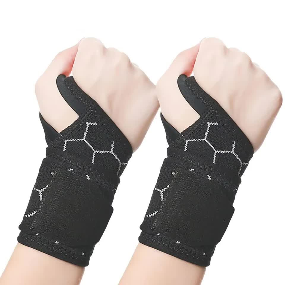 Elosung 2 Pairs Black Breathable Sports Wrist Support Wrap Fitness Gym Wristband For Badminton & Injury Prevention Wrist & Knee Wraps