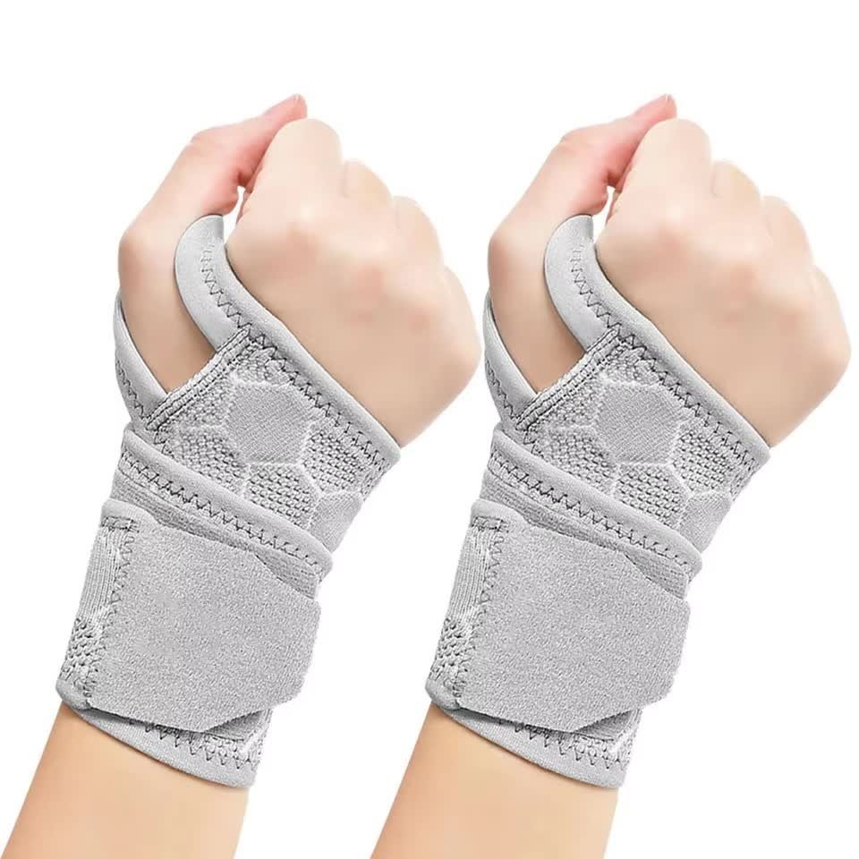 Elosung 2 Pairs Grey Breathable Sports Wrist Support Wrap Fitness Gym Wristband For Badminton & Injury Prevention Wrist & Knee Wraps