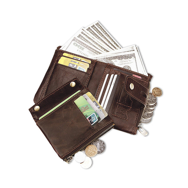 Elosung Genuine Leather Tri Fold Wallet Wallets