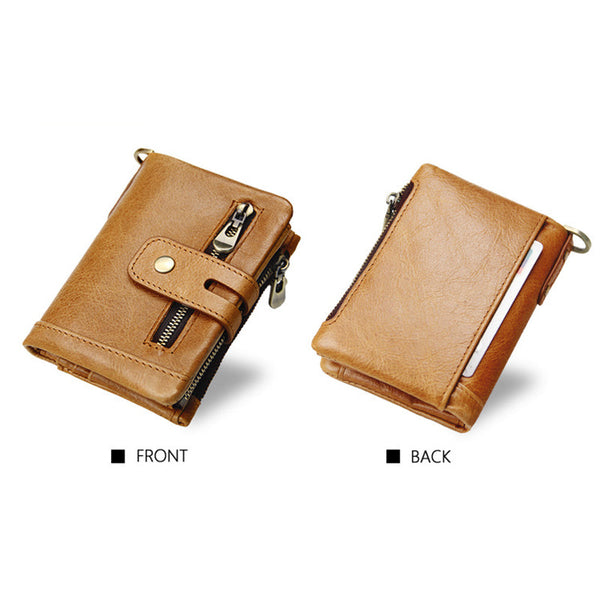 Elosung Brown Genuine Leather Tri Fold Wallet Fashionable Multi Card Men's And Women's Wallets