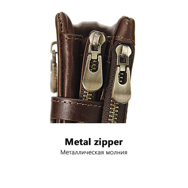 Elosung Brown Genuine Leather Tri Fold Wallet Fashionable Multi Card Men's And Women's Wallets