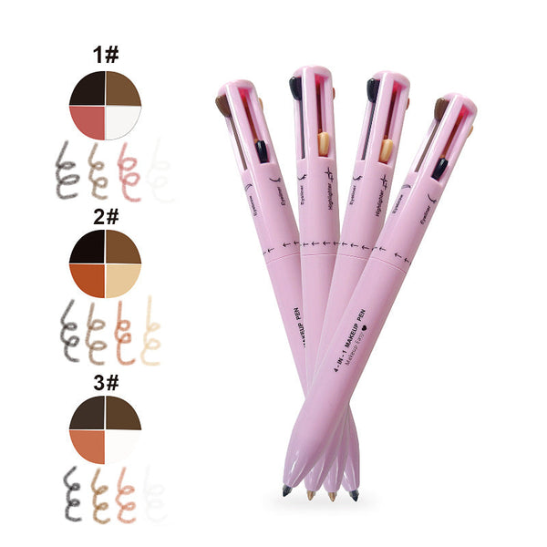 Eyebrow Liner & Definition 4 In 1 Multi Functional Makeup Pen Set Lip Liner Highlighter Eyeliner Eyebrow Pencil 3 Shades Pack