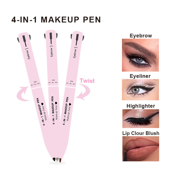 Eyebrow Liner & Definition 4 In 1 Multi Functional Makeup Pen Set Lip Liner Highlighter Eyeliner Eyebrow Pencil 3 Shades Pack