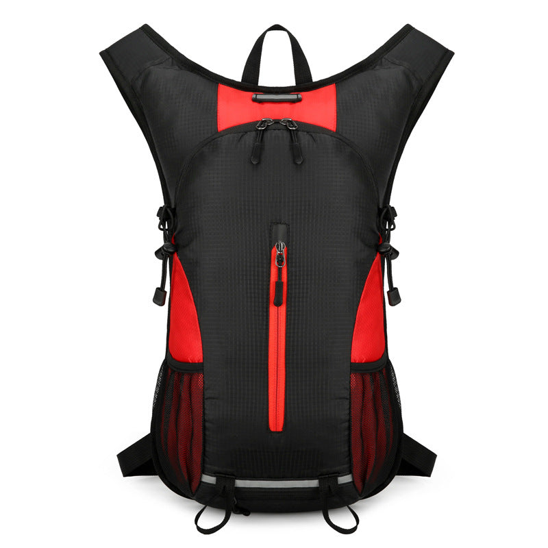 Elosung Black And Red Patchwork Style Lightweight Outdoor Cycling Backpack Durable Water Resistant Oxford Fabric Large Capacity Sports Hiking Bag Unis