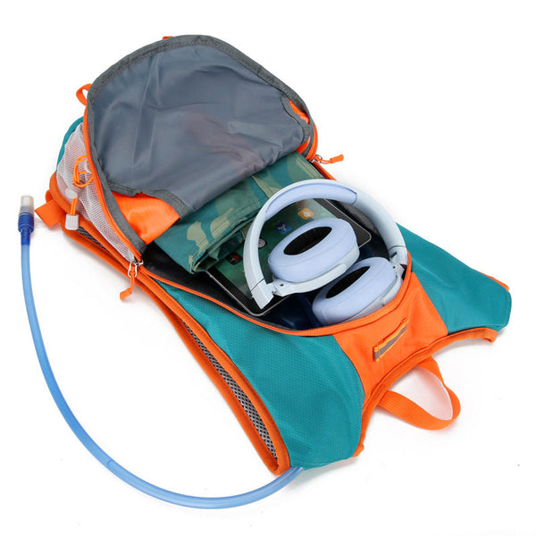 Elosung Lake Blue And Orange Patchwork Style Lightweight Outdoor Cycling Backpack Durable Water Resistant Oxford Fabric Large Capacity Sports Hiking B